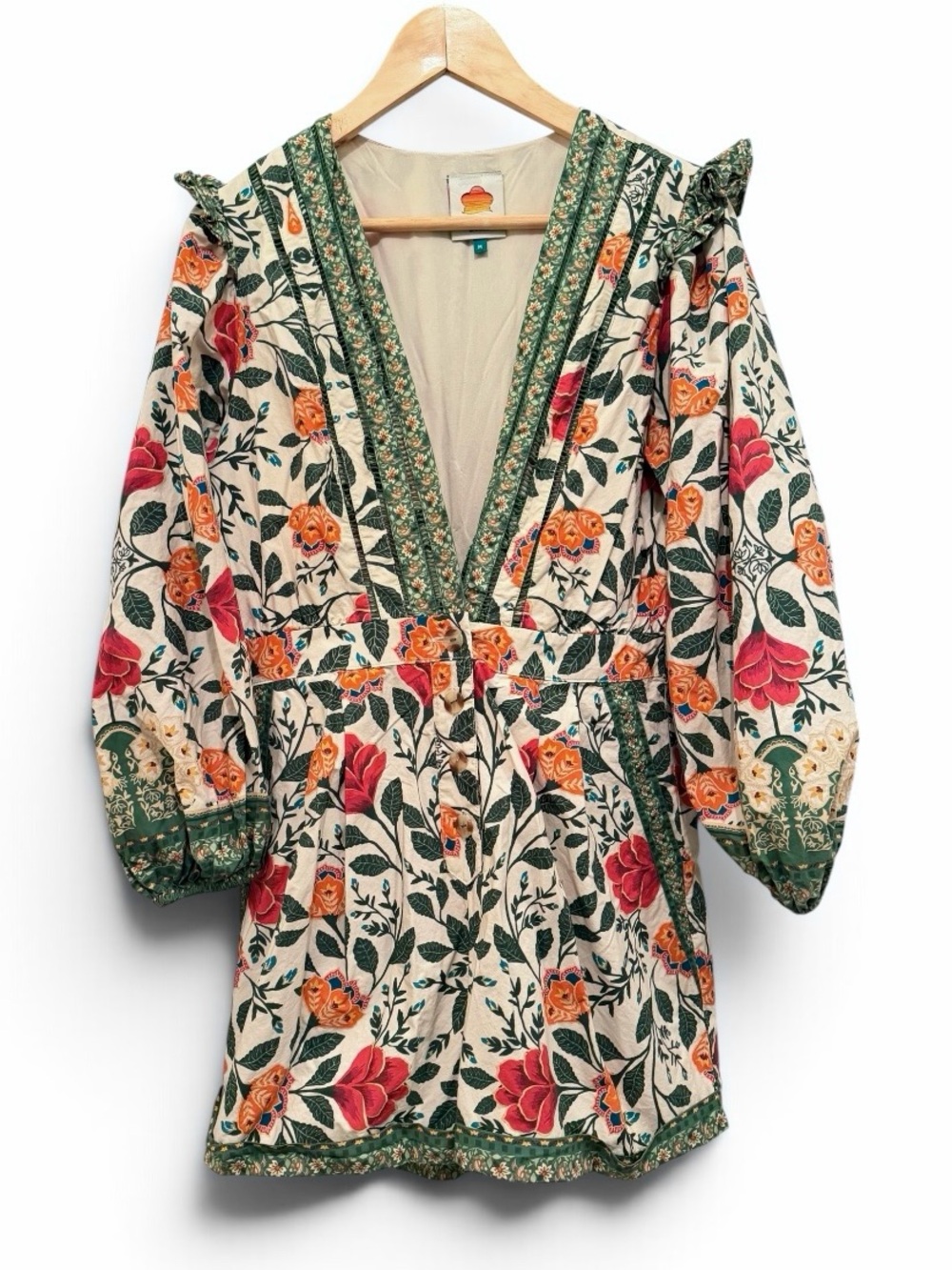 Farm Rio Garden Floral Tapestry Romper Women’s Size M - Picture 2 of 11